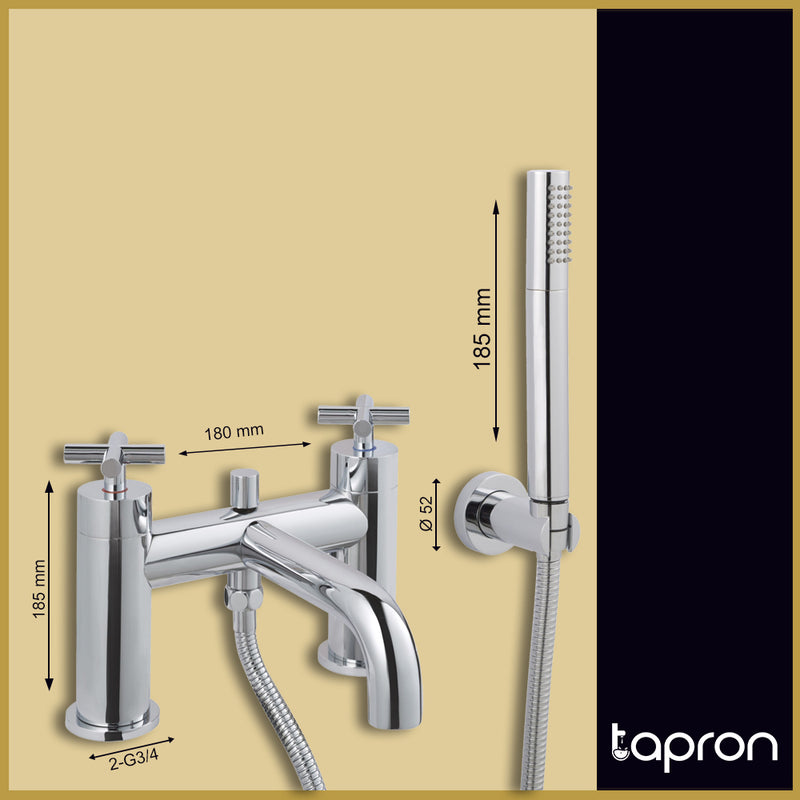 Deck Mounted Bath Shower Mixer Tap with Shower Kit - Tapron
