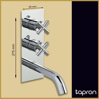 Modern 2 Outlet Concealed Shower Mixer Valve with Bath Filler Spout - Chrome Secondary image