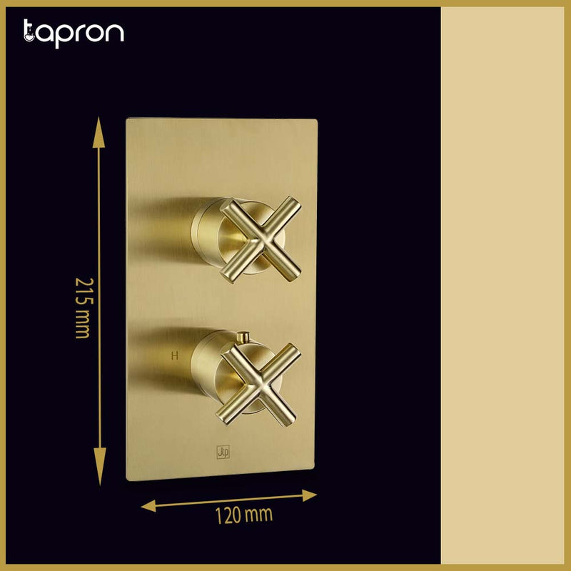 Gold Brushed Brass Thermostatic Shower Valve - Tapron