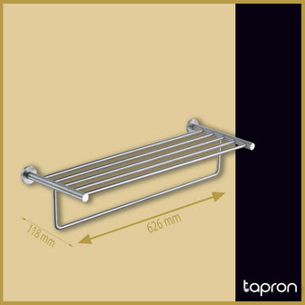 Wall-Mounted Bathroom Shelf with a Towel Rail (626mm)- Stainless Steel Secondary image
