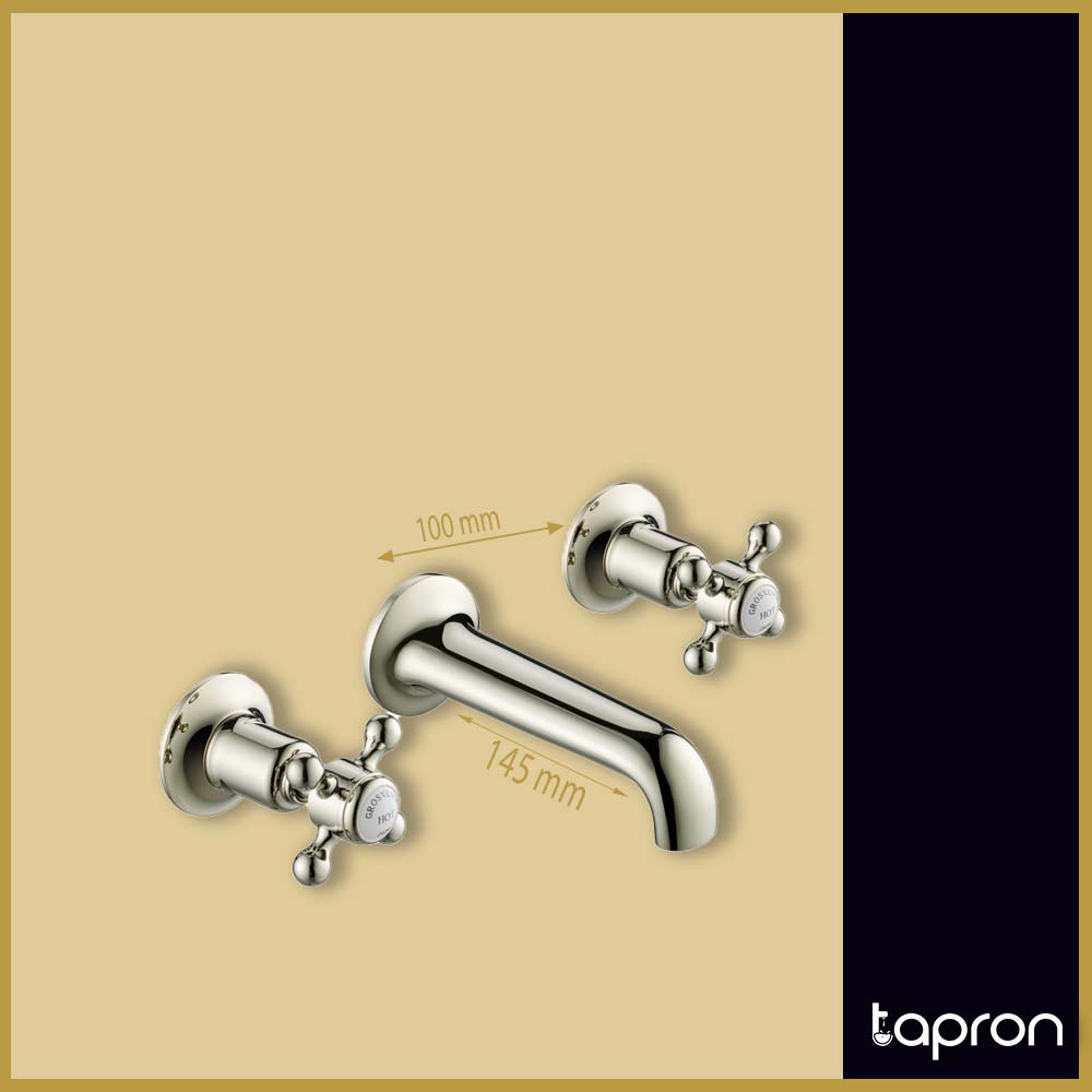 Nickel 3 Hole Bathroom Basin Taps-Tapron