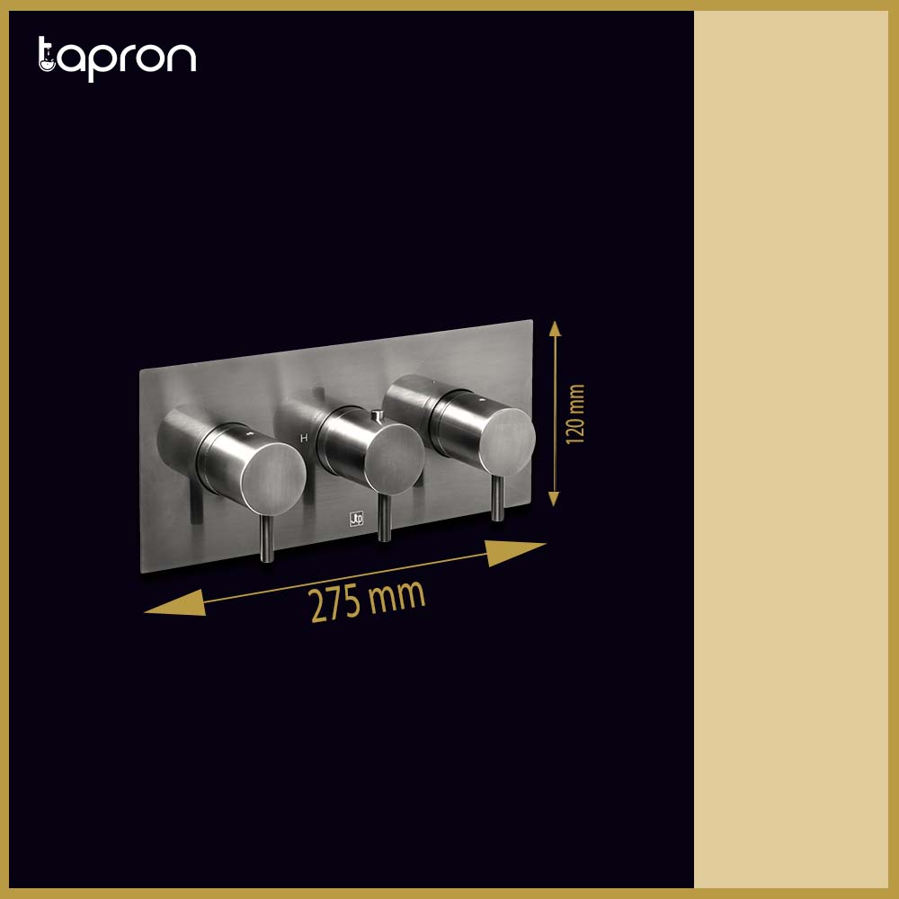 Two Outlet Thermostatic Concealed Shower Valve Horizontal Brushed Black Secondary image