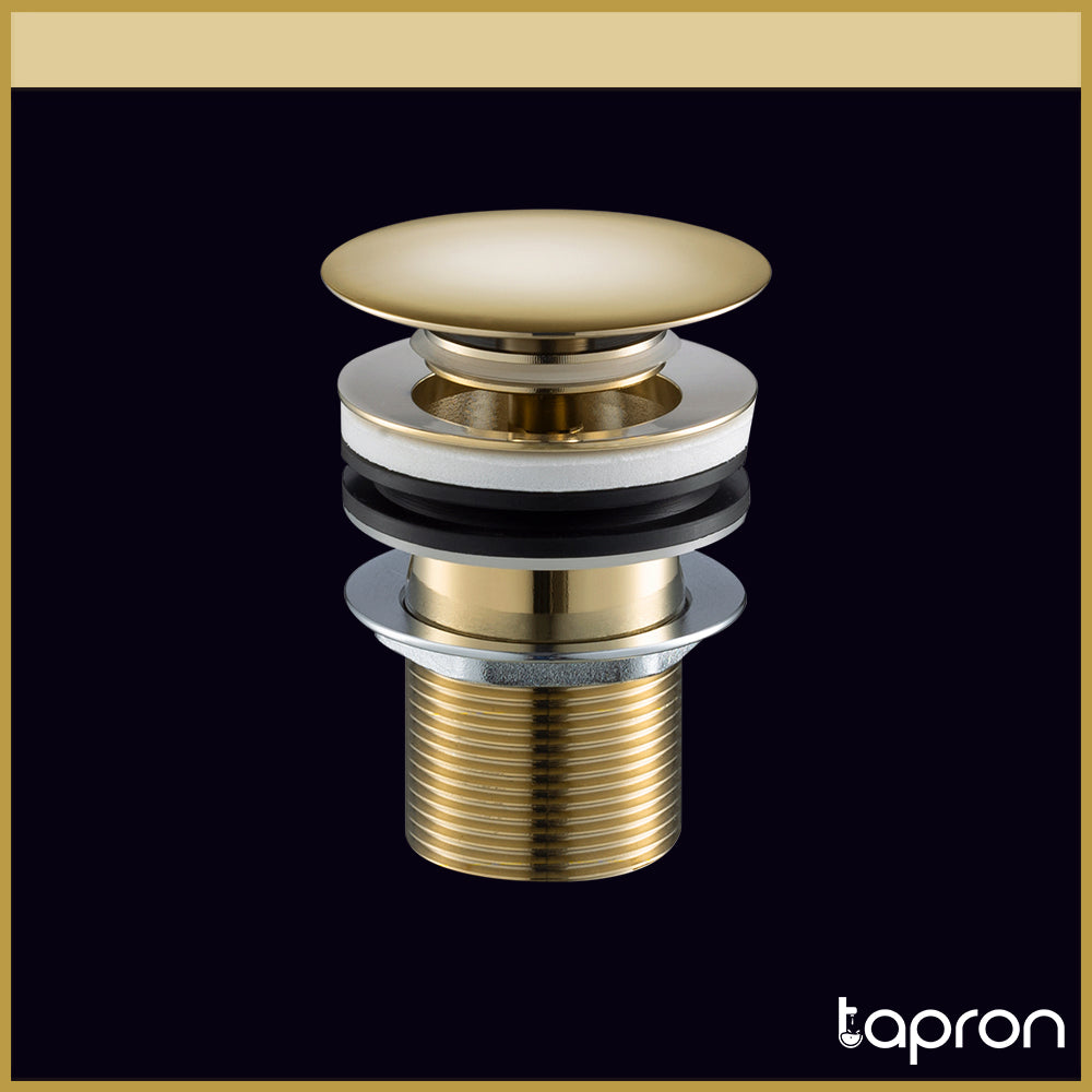  Antique Brass Cross Click Clack Unslotted Basin Waste -Tapron