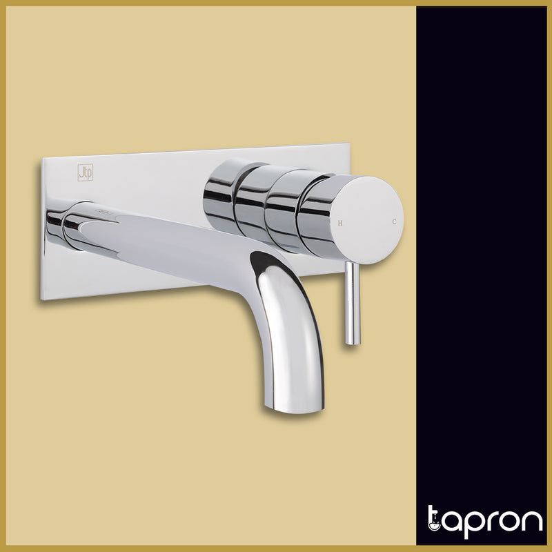 Chrome Single-Lever Wall-Mounted Basin Mixer Tap with a Back Plate-Tapron