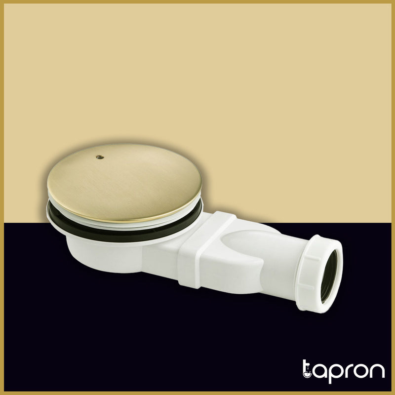 Gold Slim Shower Waste with Brushed Brass Finish-Tapron