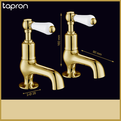 Cloakroom Pillar Taps with Lever Handle-Tapron