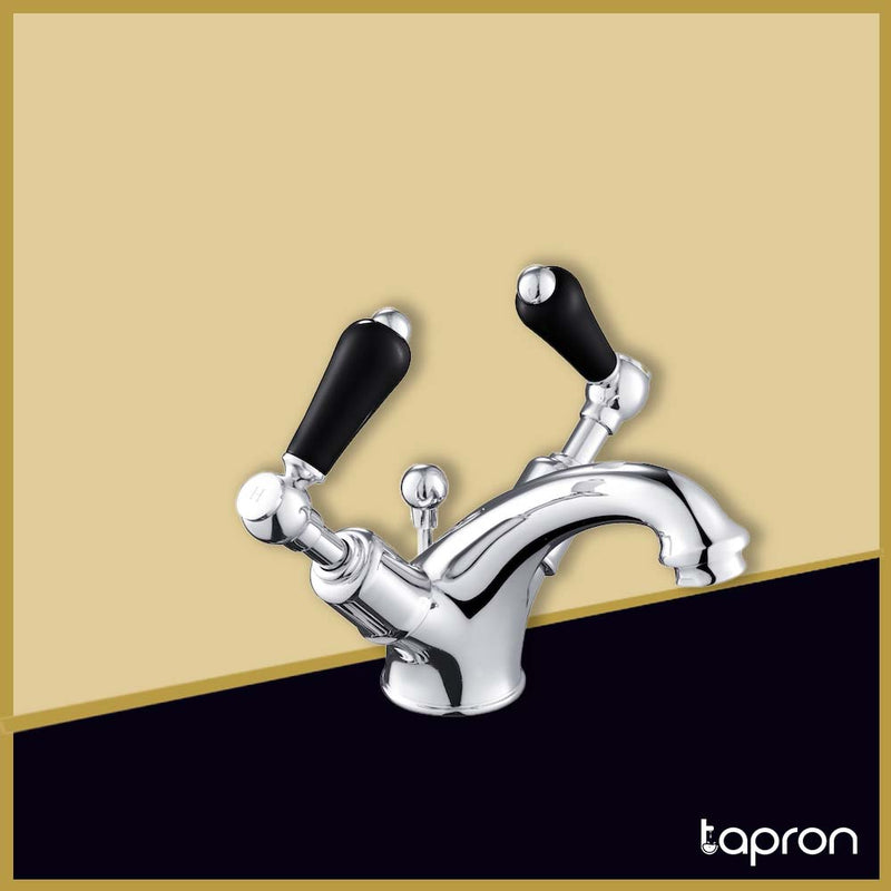 Twin Lever Basin Mixer Tap With Pop-up Waste -Tapron