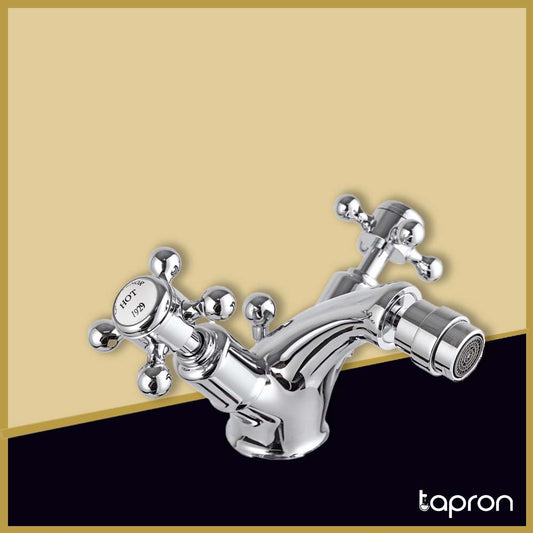  Chrome Bidet Traditional Tap with Pop Up Waste-Tapron 1000