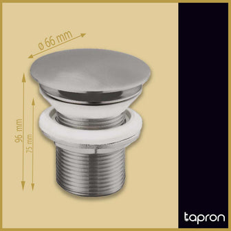 Unslotted Basin Wastes, Click Clack - Brushed Stainless Steel Finish Secondary image