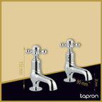 Traditional Chrome Basin Pillar Tap with Crosshead Handles-Tapron