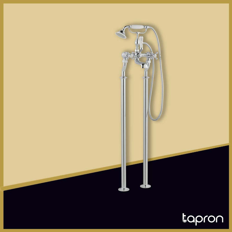 Chrome Traditional Freestanding Bath Shower Mixer Tap with Kit –Tapron