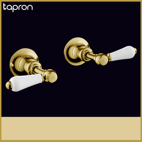 Gold Traditional Concealed Manual Wall Stop Valve-Tapron