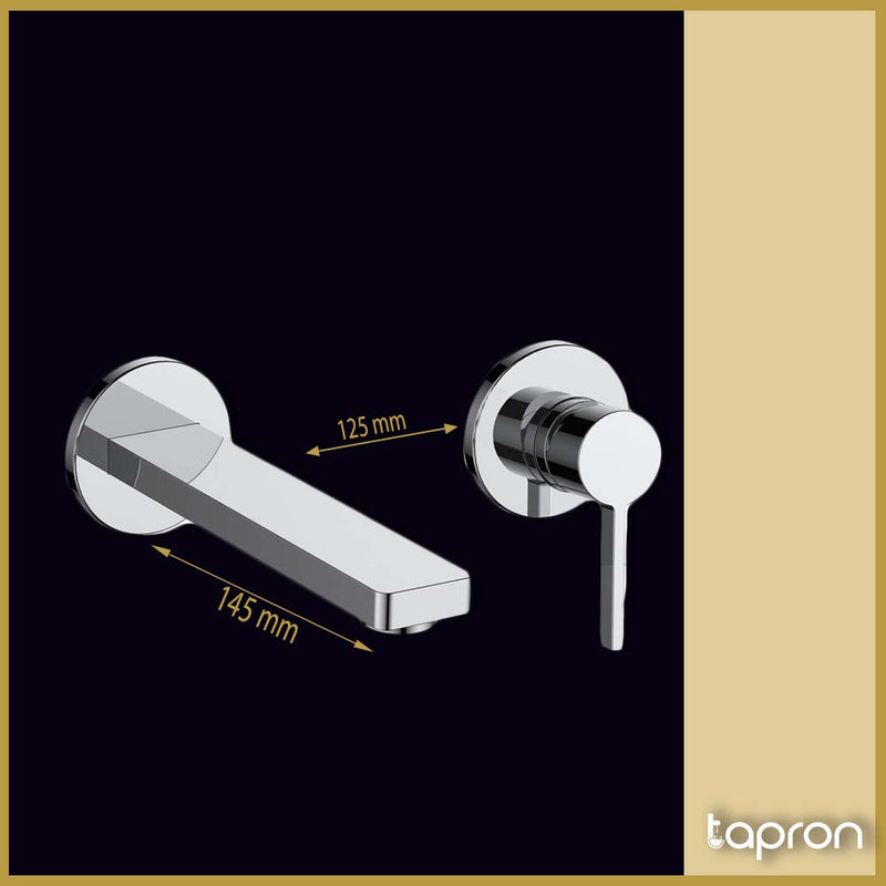 Chrome 2-Hole Wall-mounted Single-Lever Basin Mixer Tap- Tapron