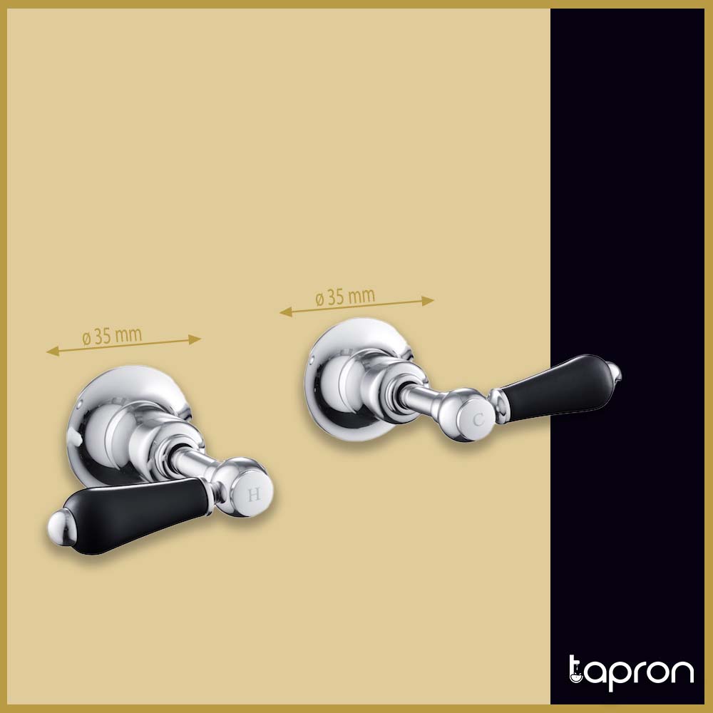 On/Off Stop Valves Black Lever Handles - Pair Secondary image
