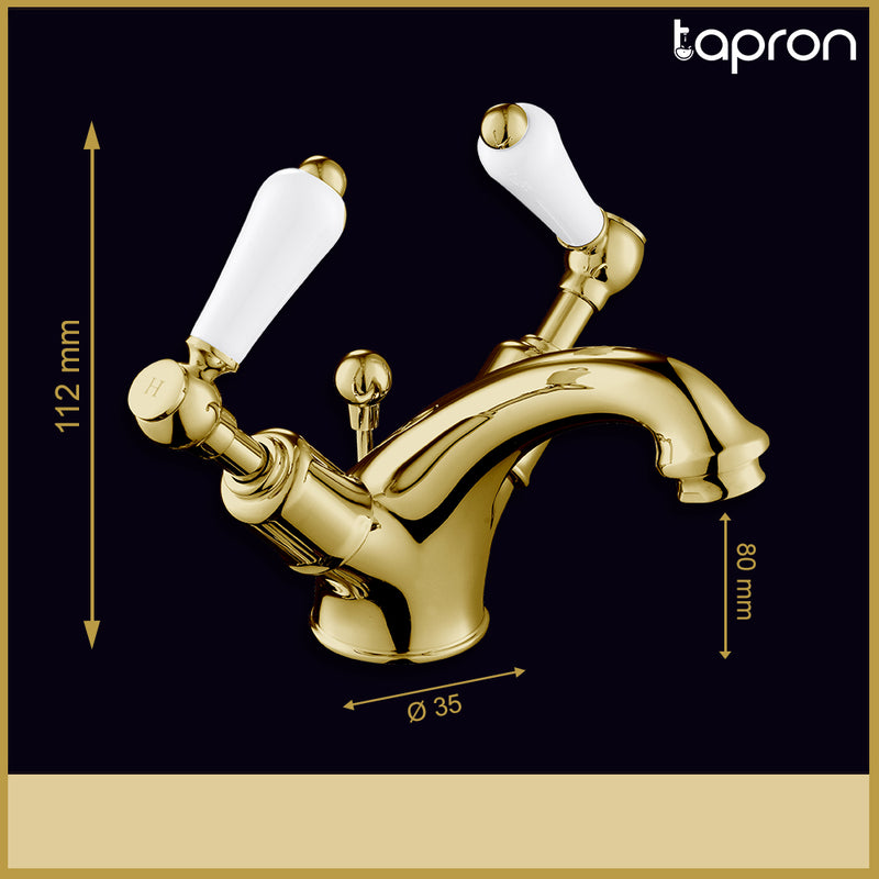 Brushed Brass Deck Mounted Basin Taps-Tapron