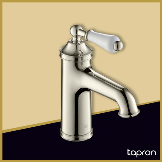  Nickel Single Lever Basin Mixer with Click-Clack Waste -Tapron 1000