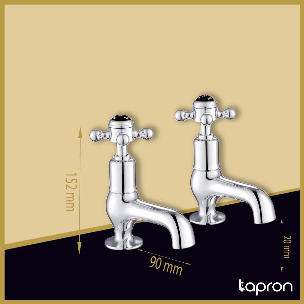 Black Crosshead Traditional Deck Mounted Basin Pillar Tap –Tapron