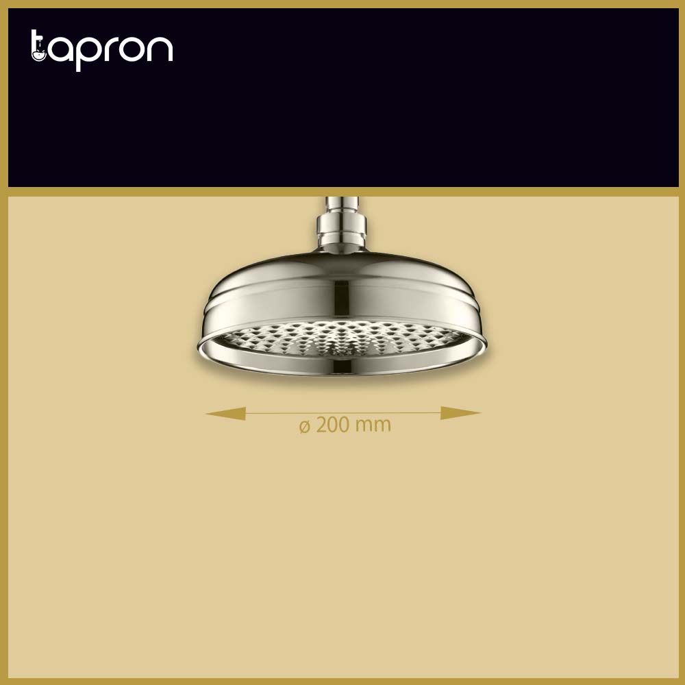 Polished nickel shower head 200mm