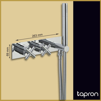 Wall Mounted 2 Outlet Concealed Shower Mixer Valve with Handset - Chrome Secondary image