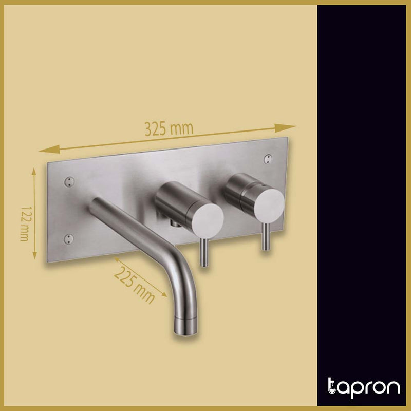 Brushed Stainless Steel Wall Mounted Bath Shower Mixer Tap With Valve-Tapron