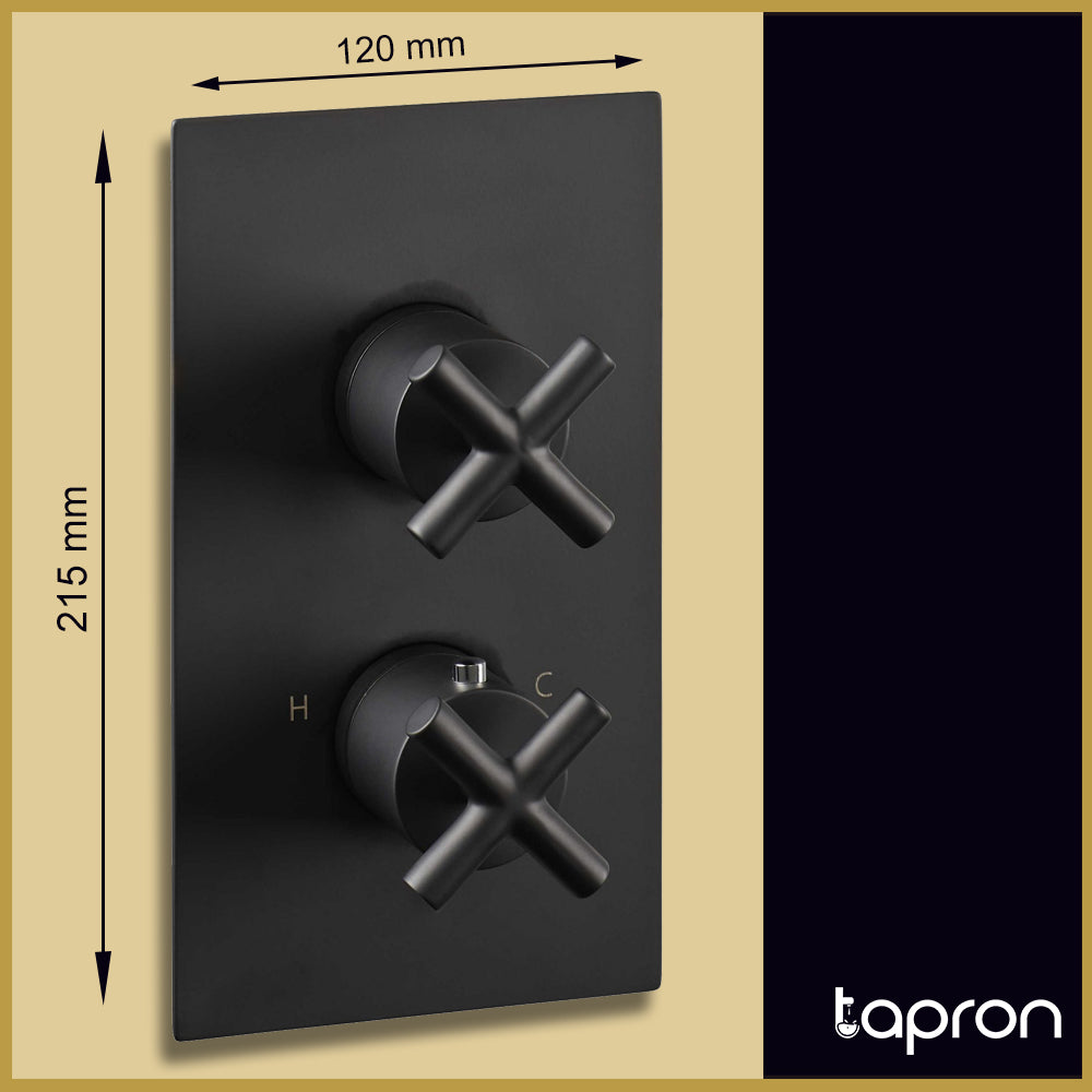 Matt Black Single Outlet Concealed Shower Mixer Valve - Tapron