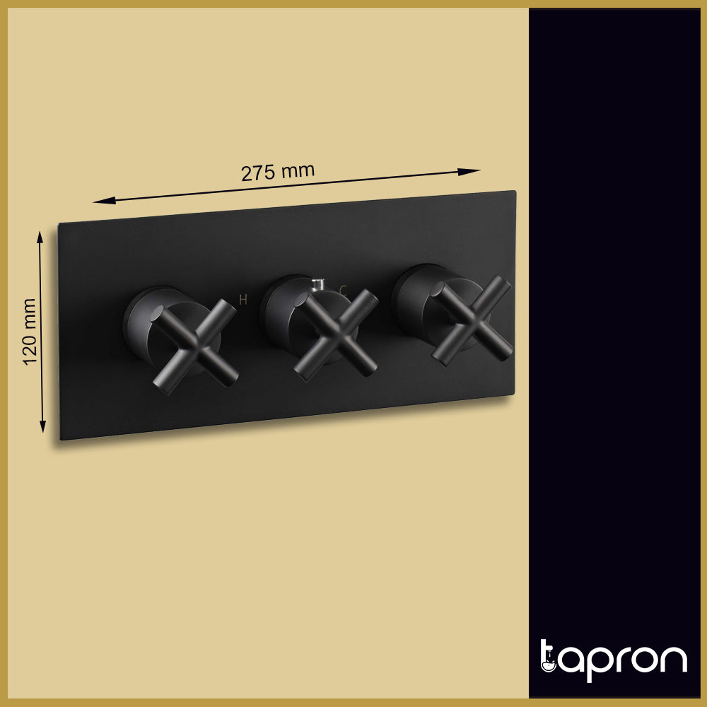 Matt Black Wall Mounted Concealed Shower Mixer Valve - Tapron