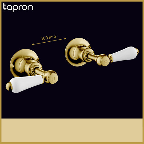 Gold Traditional Concealed Manual Wall Stop Valve-Tapron