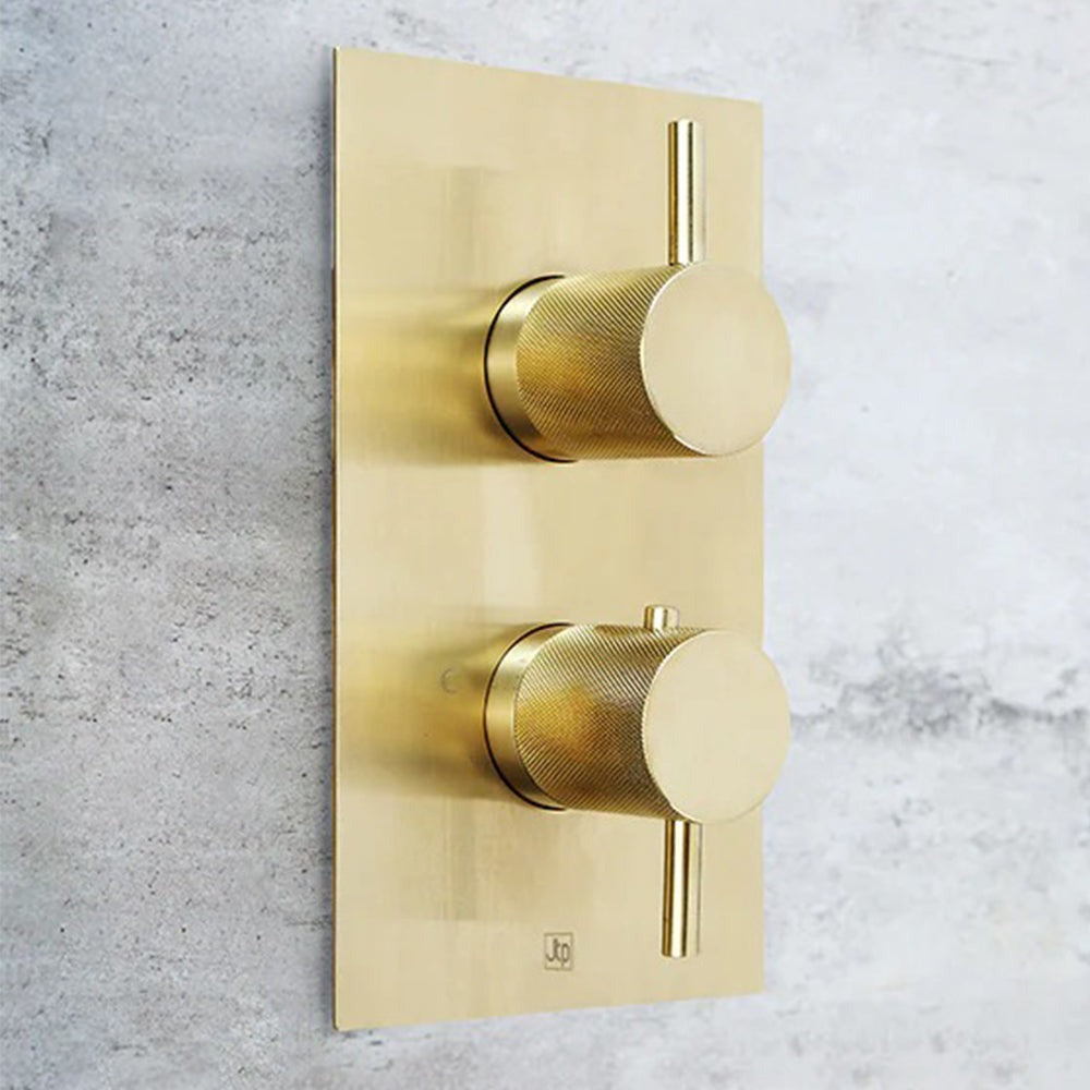 brushed brass 2 outlet shower valve