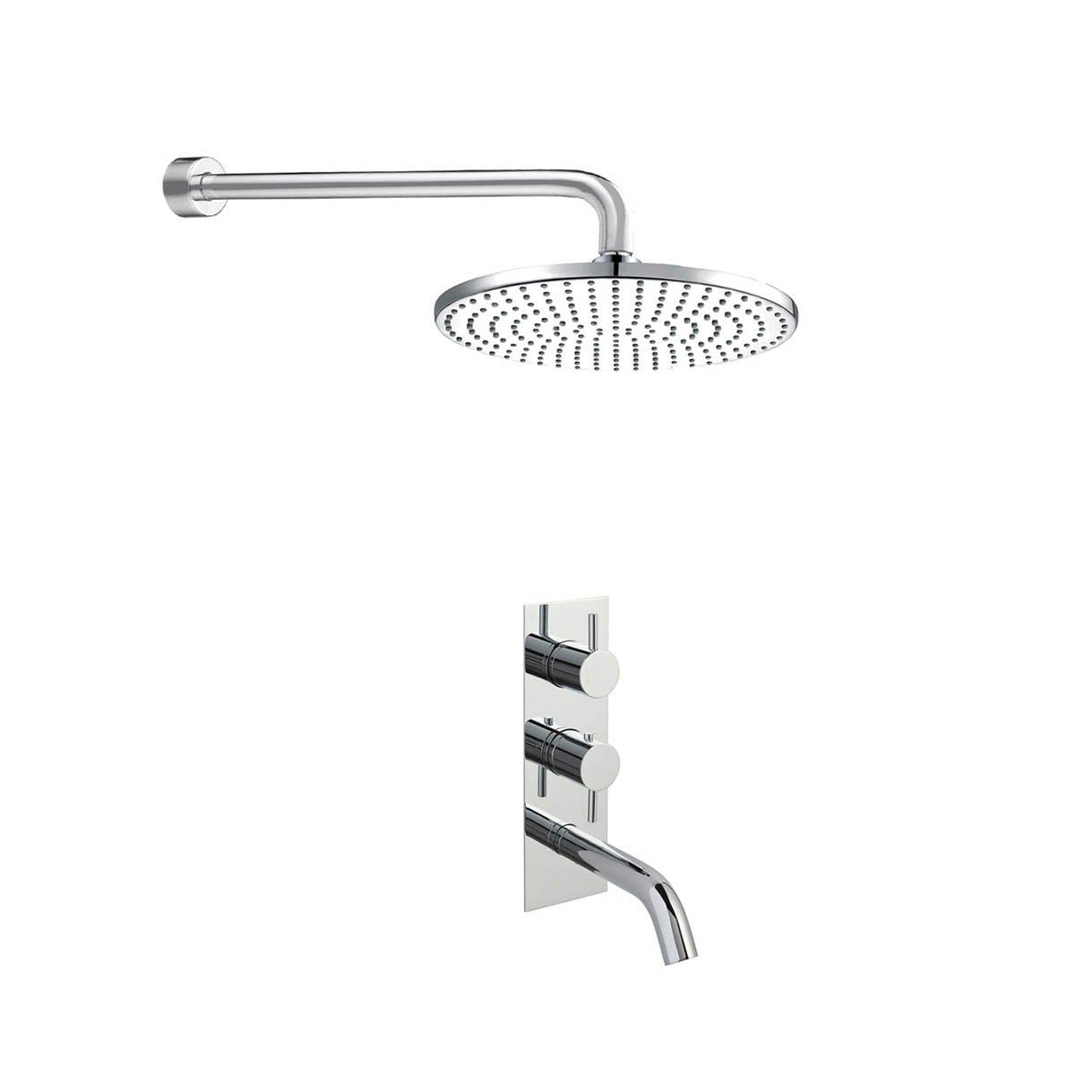 Thermostatic 2 Outlet Concealed Shower Valve with Overhead Shower