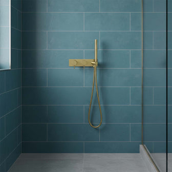 Thermostatic 2 Outlet Shower Valve with Handset - Brushed Brass Main image
