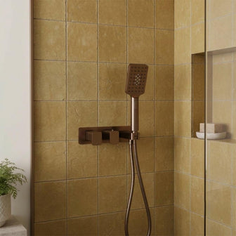 Thermostatic 2 Outlet Shower Valve with Shower Handle - Brushed Bronze Main image