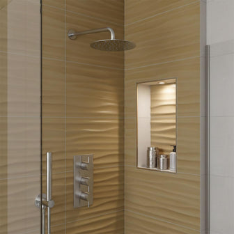 Thermostatic 2 Outlet Shower Valve with Shower Handset, Shower Head & Arm - Stainless Steel Main image