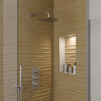 Thermostatic 2 Outlet Shower Valve with Shower Handset, Shower Head & Arm - Stainless Steel