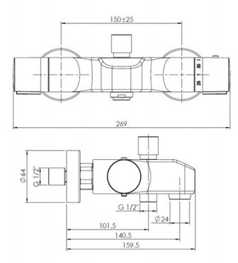 Thermostatic Bath and Shower Mixer without Kit Deck Mounted, HP 1 [1281] Secondary image
