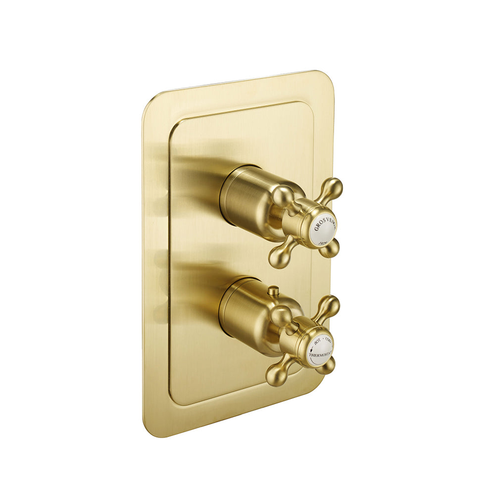 Thermostatic Concealed 2 Outlet Shower Valve - Brushed Brass Secondary image
