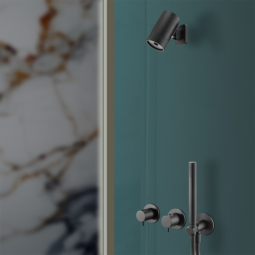 Thermostatic Concealed 2 Outlet Shower Valve with Handset - Matt Black Secondary image