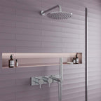 Thermostatic Concealed 2 Outlets Shower Valve with Attached Handset and Shower Head & Arm - Chrome