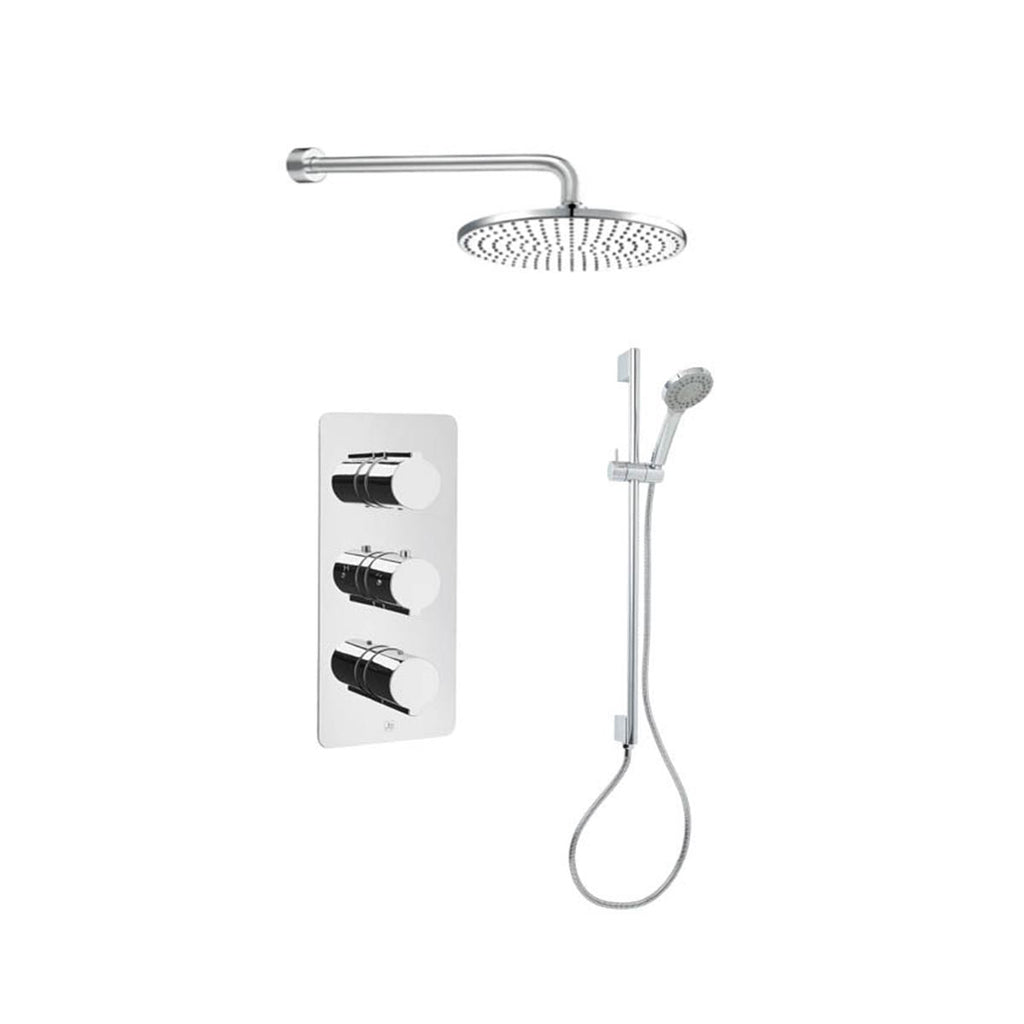 Thermostatic Concealed Shower Valve, Fixed Shower Head & Shower Rail Kit