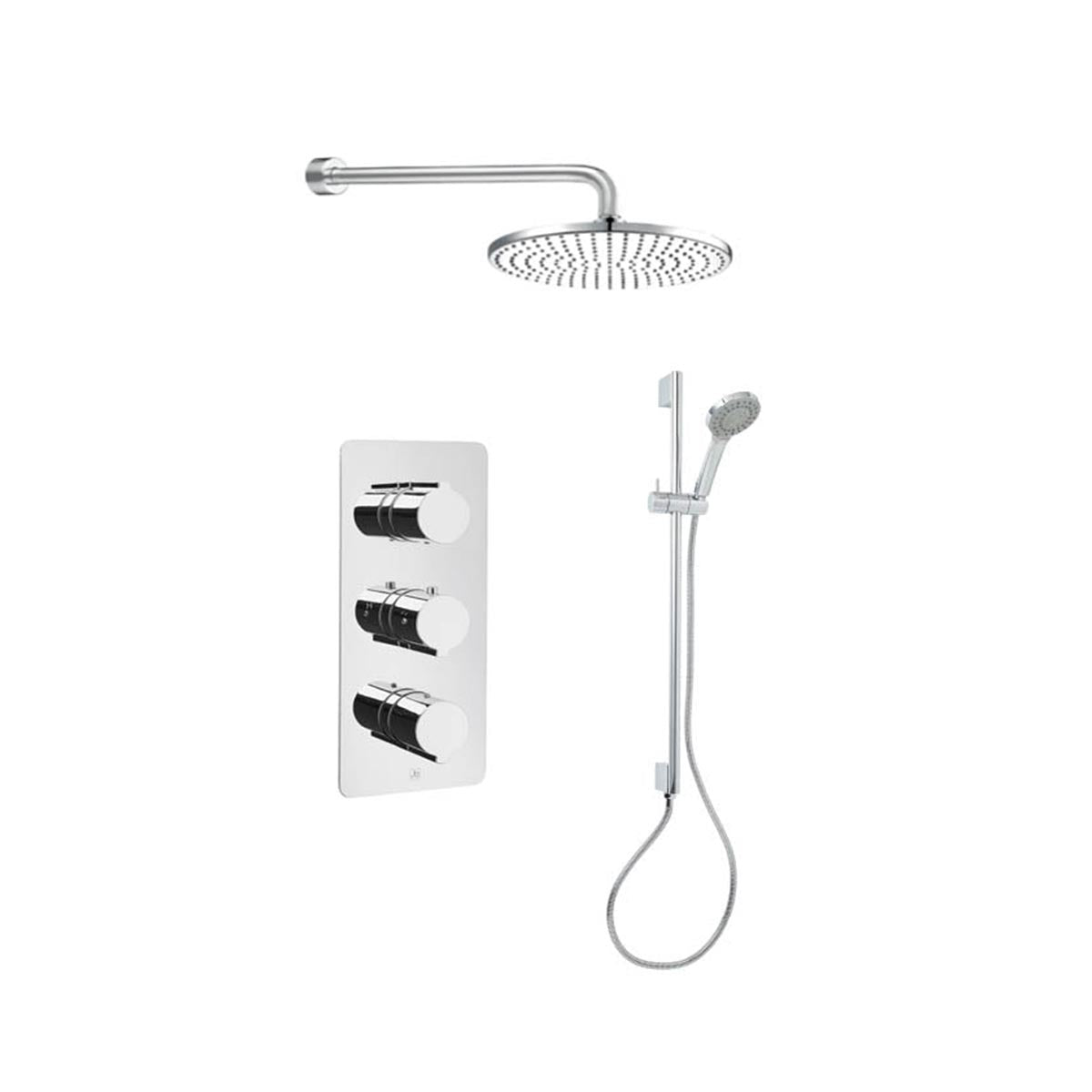 Thermostatic Concealed Shower Valve, Fixed Shower Head & Shower Rail Kit