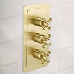 Brushed Gold 3-Outlet Vertical Concealed Thermostatic Valve 