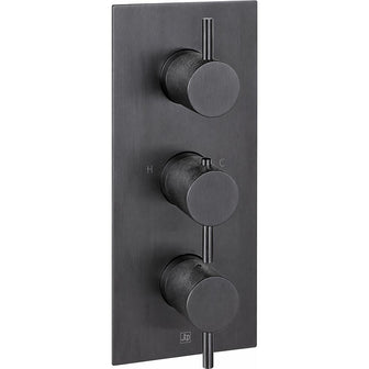 Vertical 2 Outlet Concealed Shower Valve with Knurled Handle - Brushed Black Secondary image