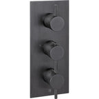 Thermostatic concealed 2 outlet shower valve brushed black knurled handles
