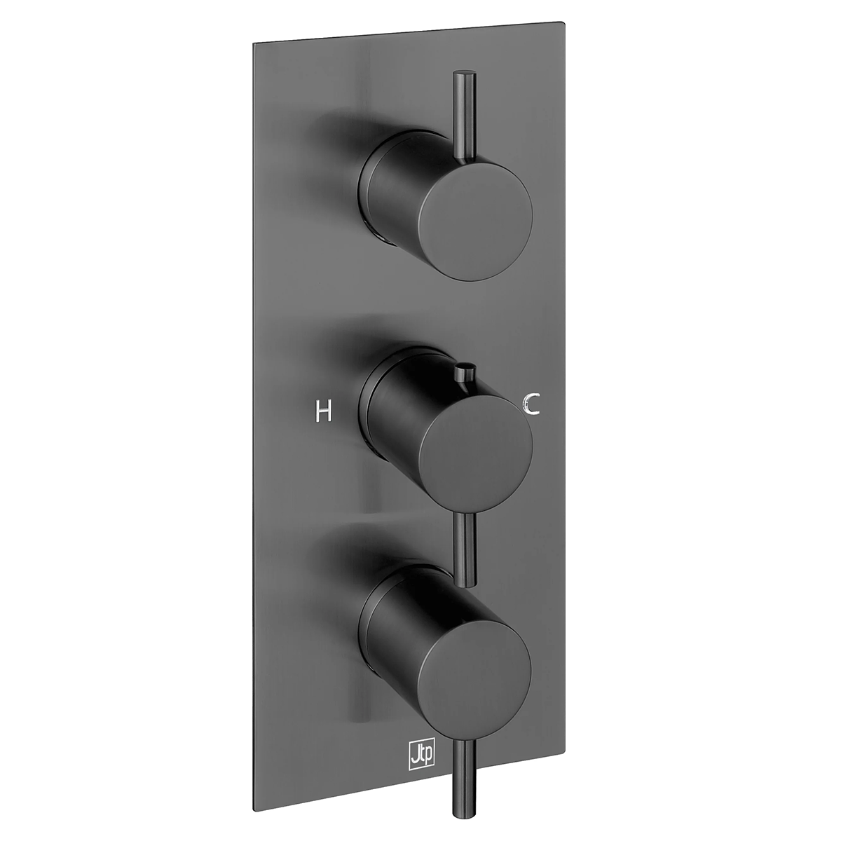Thermostatic concealed 2 outlet shower valve brushed black Main image