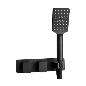 Matt Black 2 Outlet Thermostatic Shower Valve with Handset and Shower Hose Secondary image