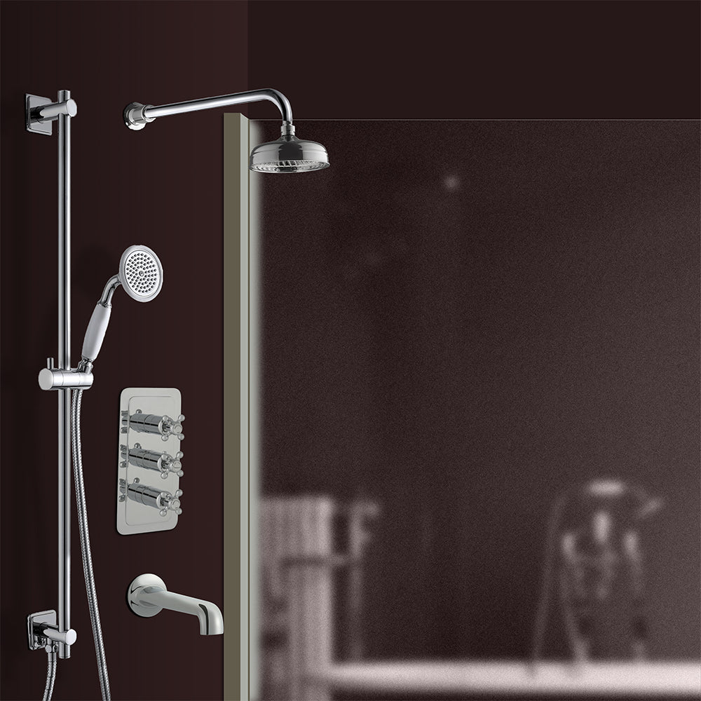 Three Outlet Concealed Thermostatic Shower Valve - Chrome