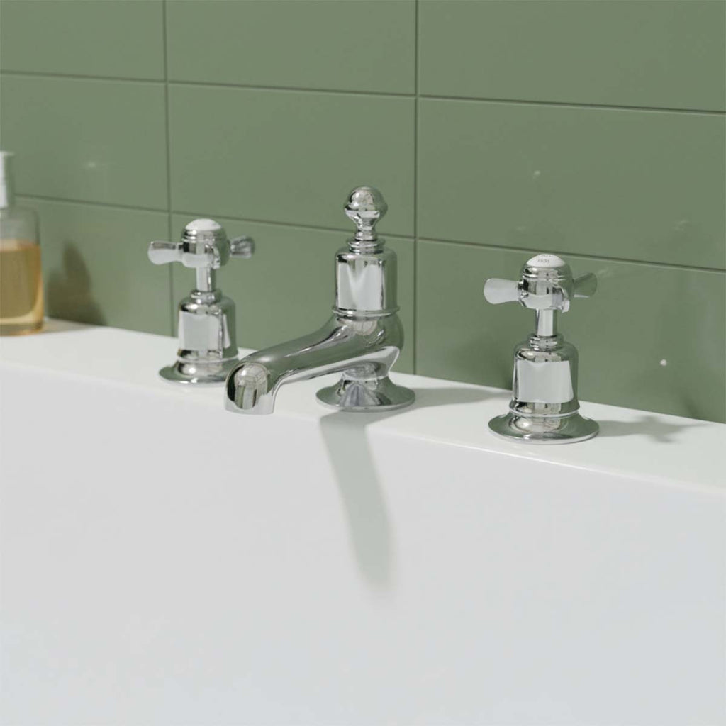 Three hole deck mounted bath filler tap