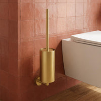 Toilet Brush Set Wall Mounted - Brushed Brass