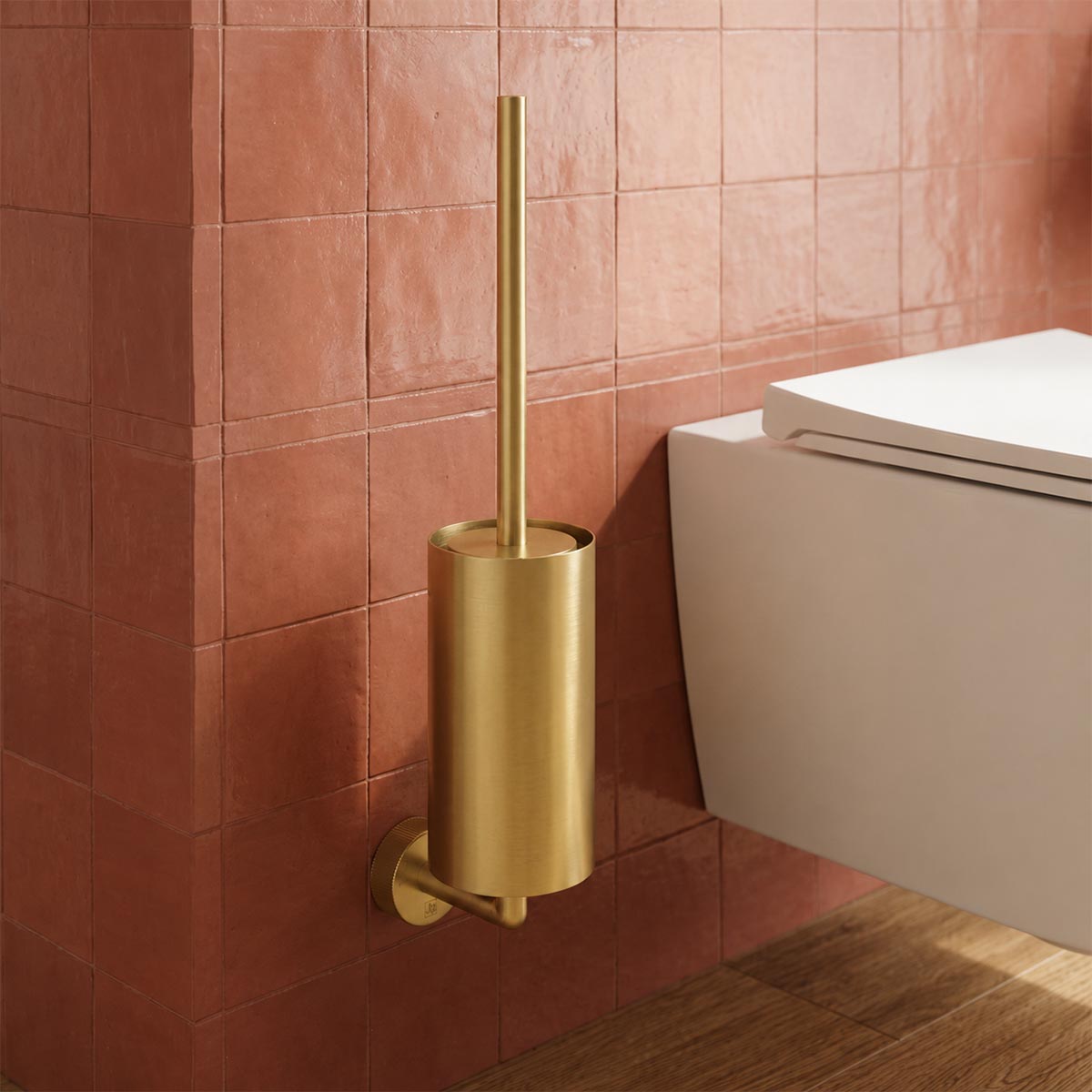 Toilet Brush Set Wall Mounted - Brushed Brass