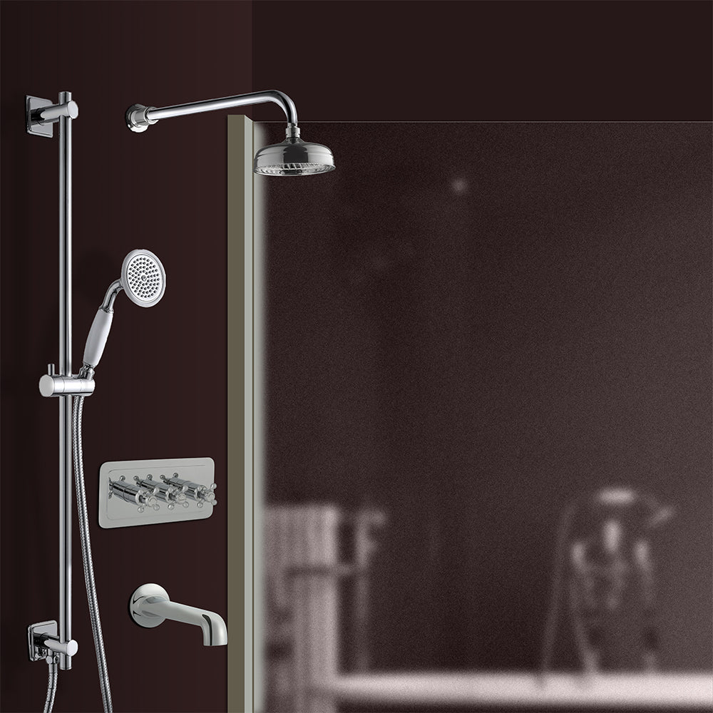 Traditional Chrome 3 Outlet Concealed Shower Mixer Valve – Horizontal Secondary image