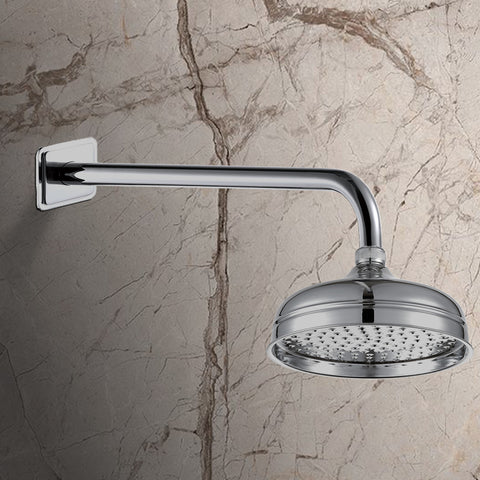 Traditional Fixed Shower Head 200mm and Wall Shower Arm 400mm